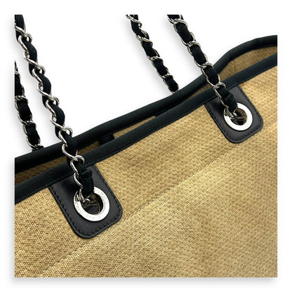 Deauville Tote Bag Beige in Canvas, Silver hardware