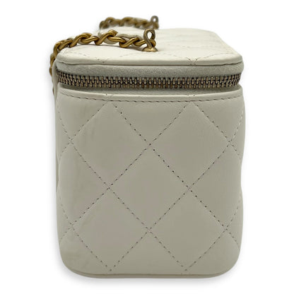 Vanity pearl crush Crossbody Bag White in Calfskin, Gold hardware
