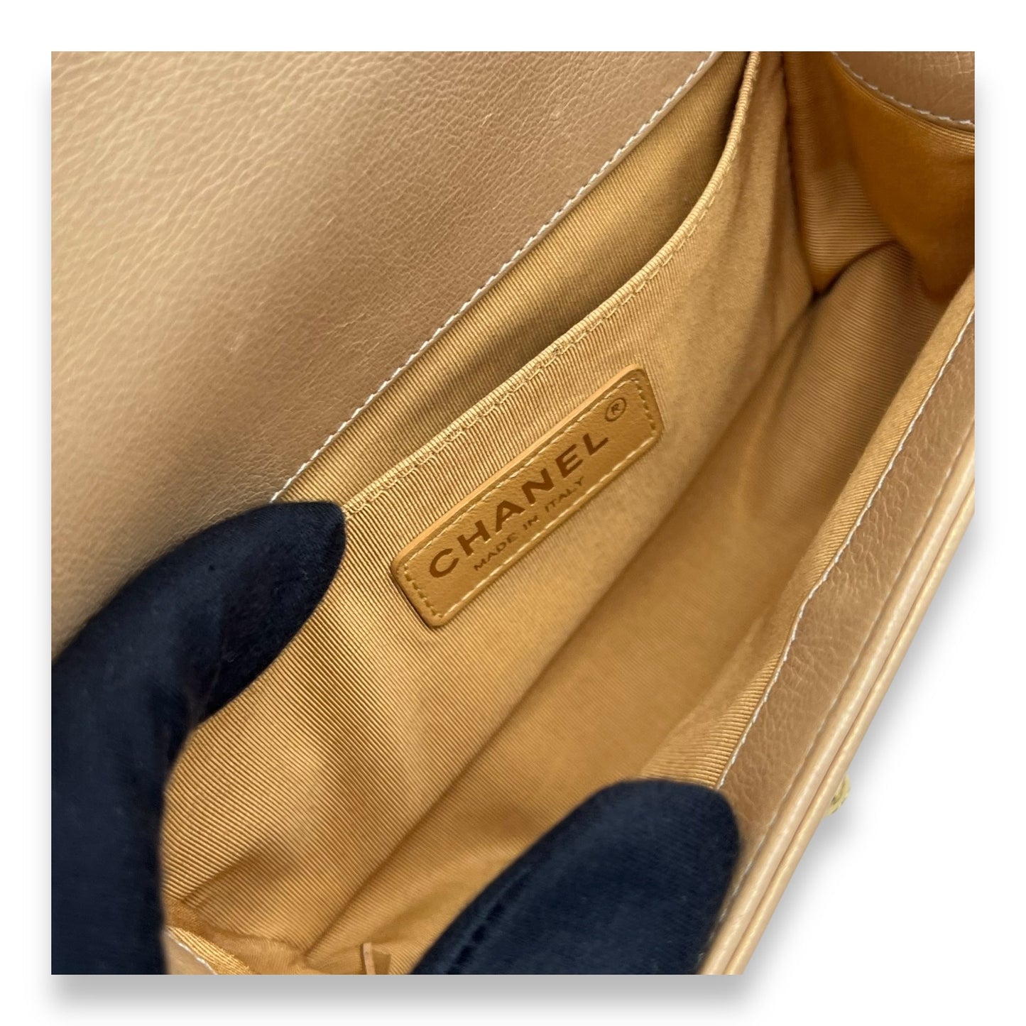 Boy Small Gold Shoulder Bag in Lambskin, Gold hardware