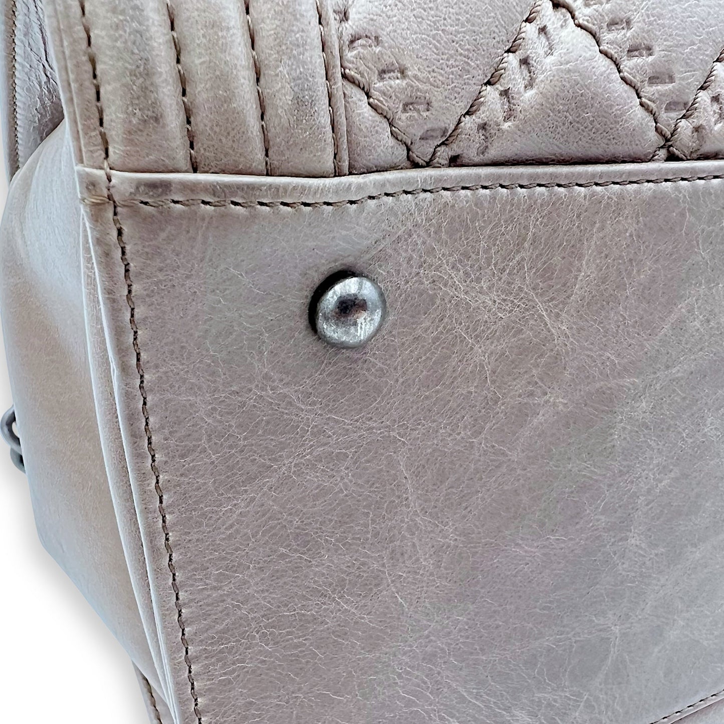 Boy Top Handle Bag Beige in Calfskin, Gunmetal hardware