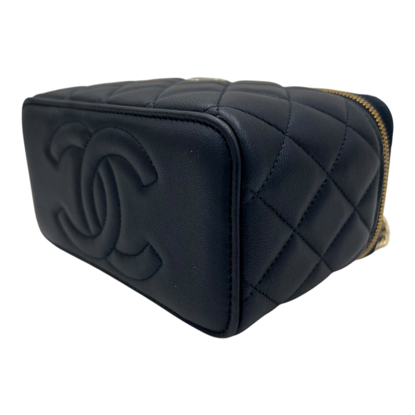 CC Vanity Bag Blue in Lambskin, Gold hardware