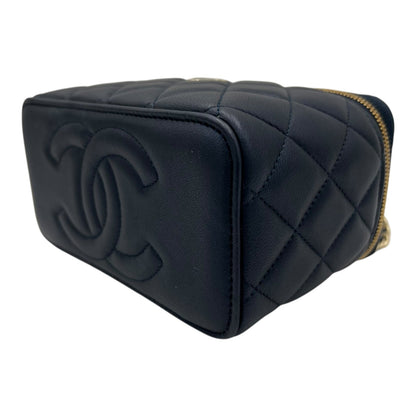 CC Vanity Bag Blue in Lambskin, Gold hardware