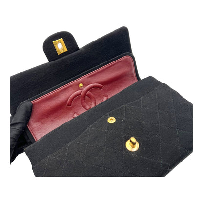 Classic Shoulder Bag Black in Jersey, Gold hardware