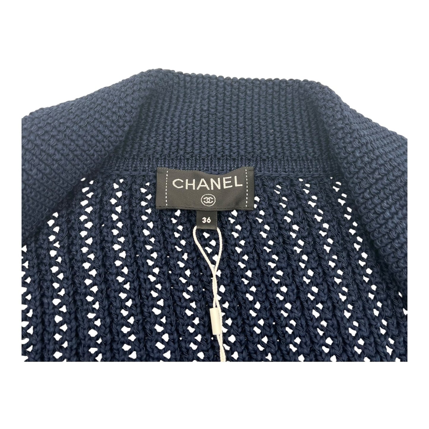 19C La Pausa Navy Knitted igan FR36 Blue Ready-To-Wear in Cotton, Gunmetal hardware