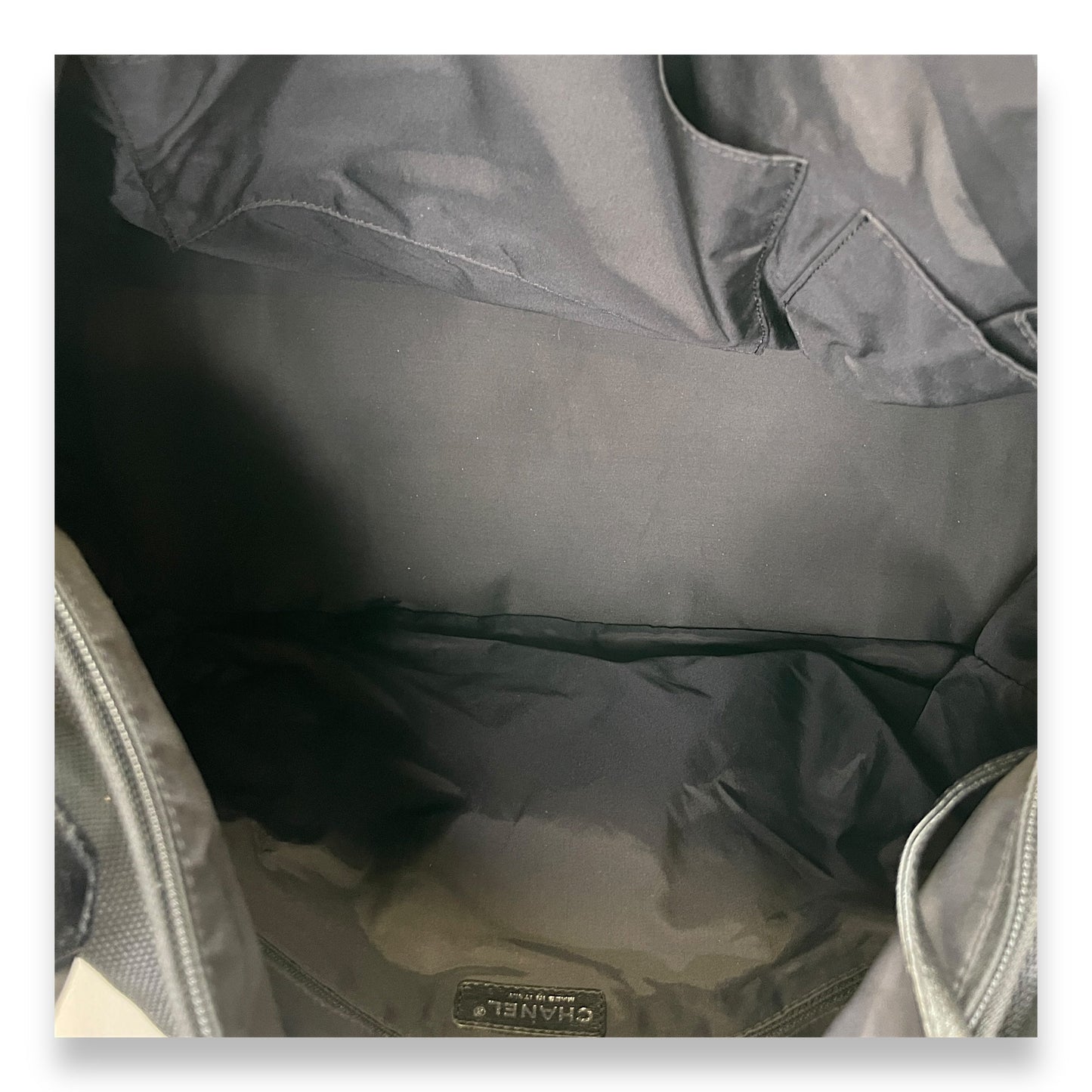 Biarritz Black Shoulder Bag in Coated Canvas, Silver hardware