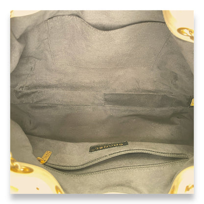 Drawstring CC White Bucket Bag in Lambskin, Gold hardware