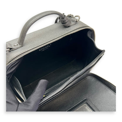 CC Filigree Large Silver Top Handle Bag in Caviar Leather, Silver hardware