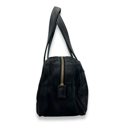 Travel Line Boston Black Top Handle Bag in Canvas, Gold hardware
