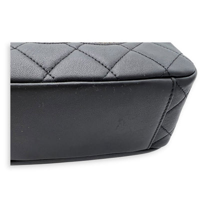 CC Camera Studded Black Shoulder Bag in Lambskin, Gold hardware
