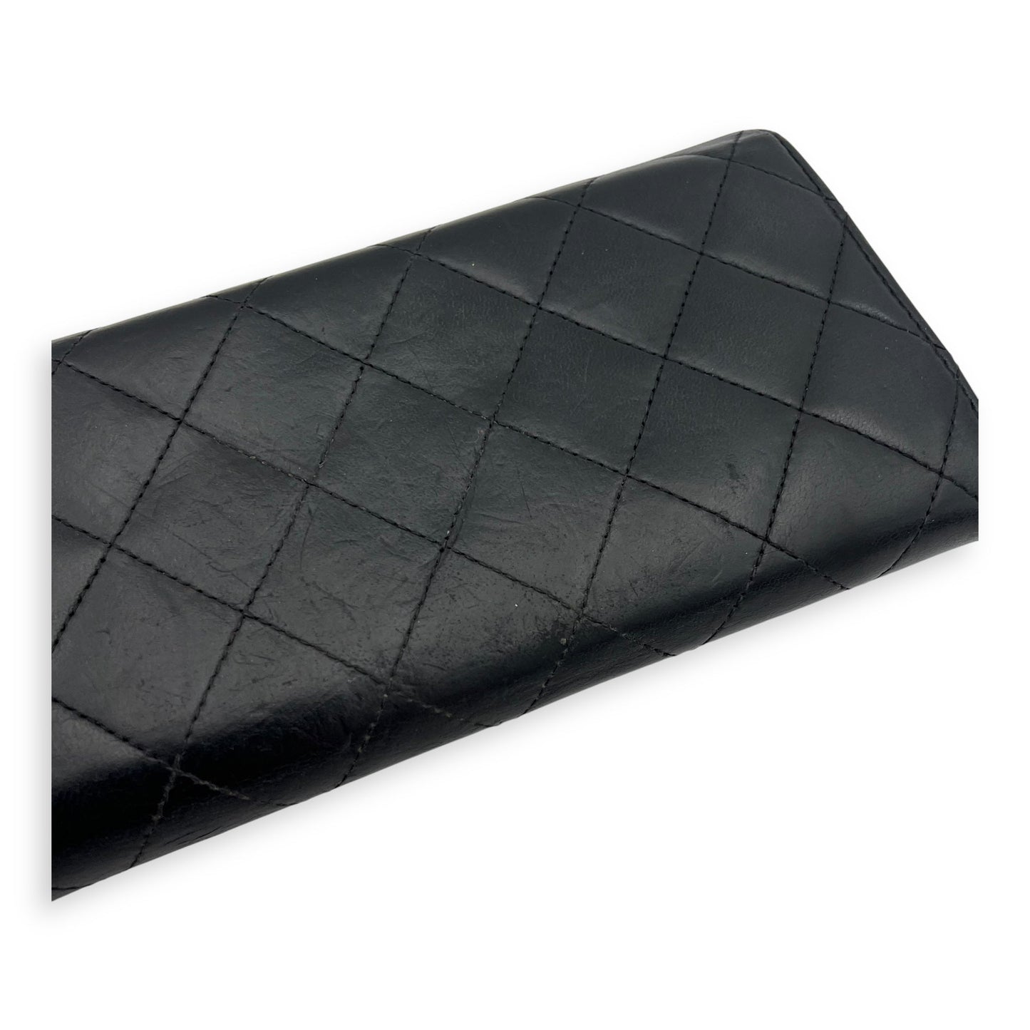 Classic Wallet Long Black in Lambskin, Silver hardware