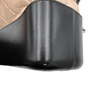 Gabrielle Large Beige Shoulder Bag in Calfskin, Mixed hardware