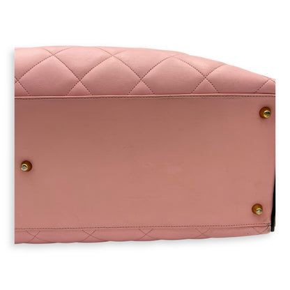 Boston Pink Top Handle Bag in Calfskin, Gold hardware