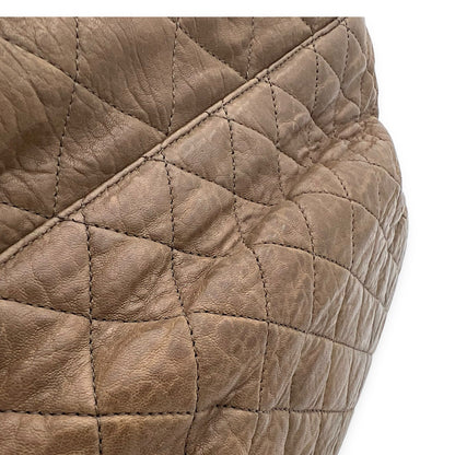CC Shoulder Bag Brown in Calfskin, Silver hardware