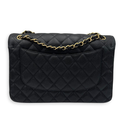 Classic Shoulder Bag Jumbo Black in Caviar Leather, Gold hardware