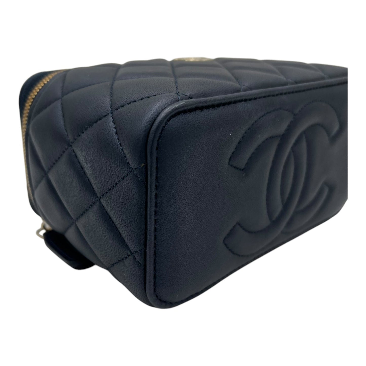 CC Vanity Bag Blue in Lambskin, Gold hardware
