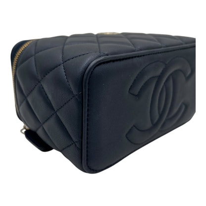 CC Vanity Bag Blue in Lambskin, Gold hardware