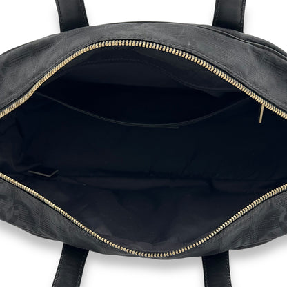 Travel Line Boston Black Top Handle Bag in Canvas, Gold hardware