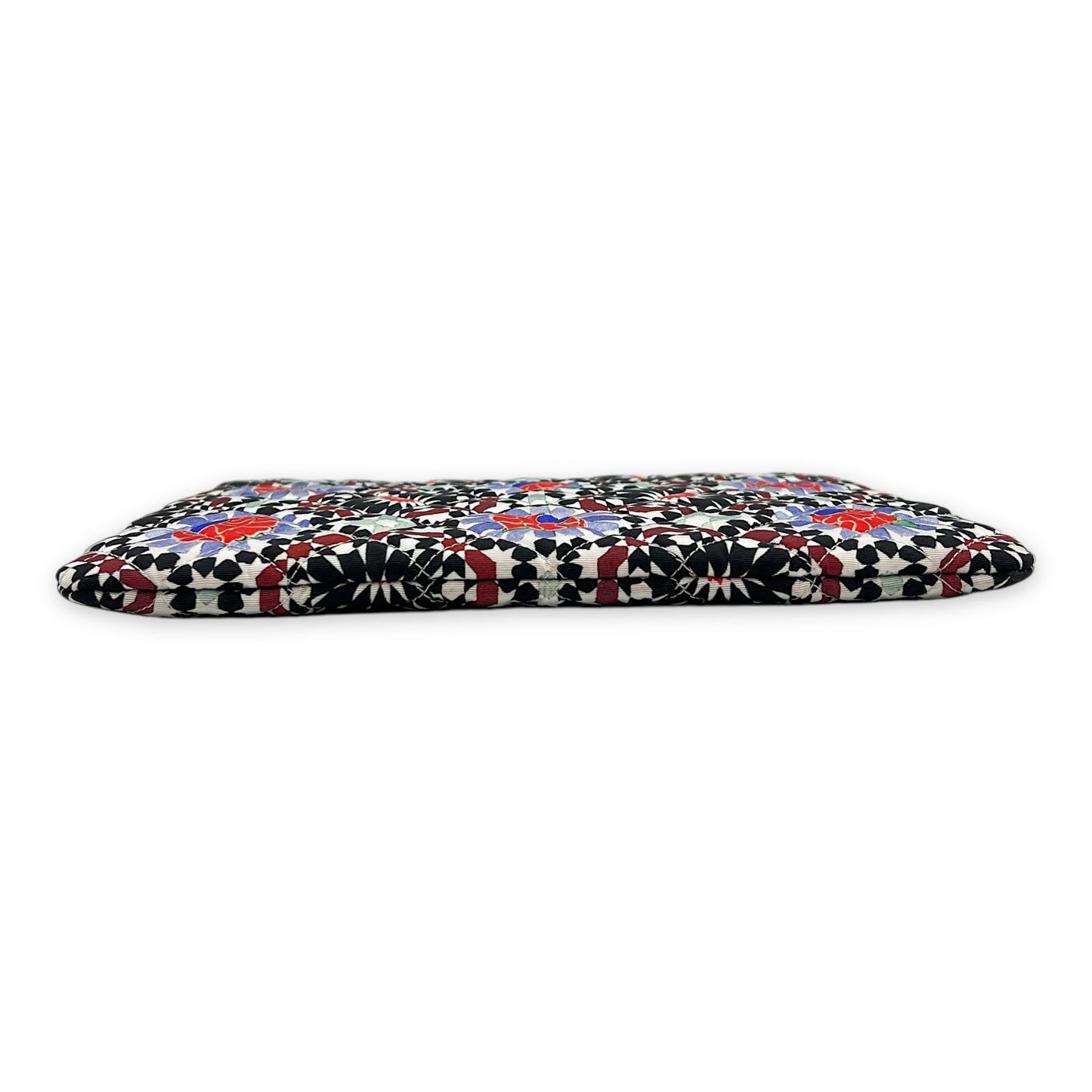 Quilted Printed Dubai Paris O Case Black Pouch in Fabric, Silver hardware