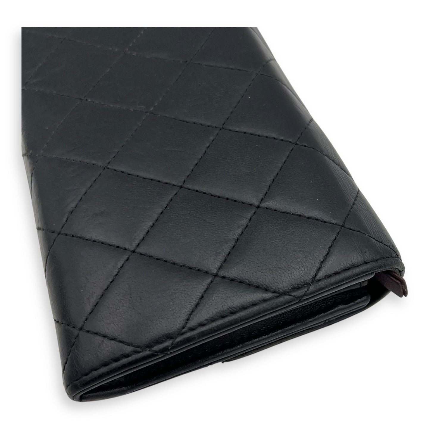 Classic Wallet Long Black in Lambskin, Silver hardware