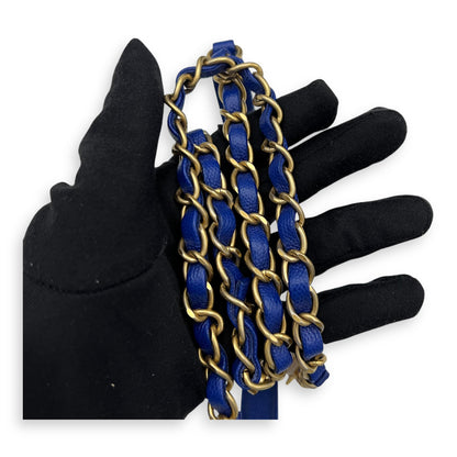Coco Medium Blue Top Handle Bag in Caviar Leather, Gold hardware