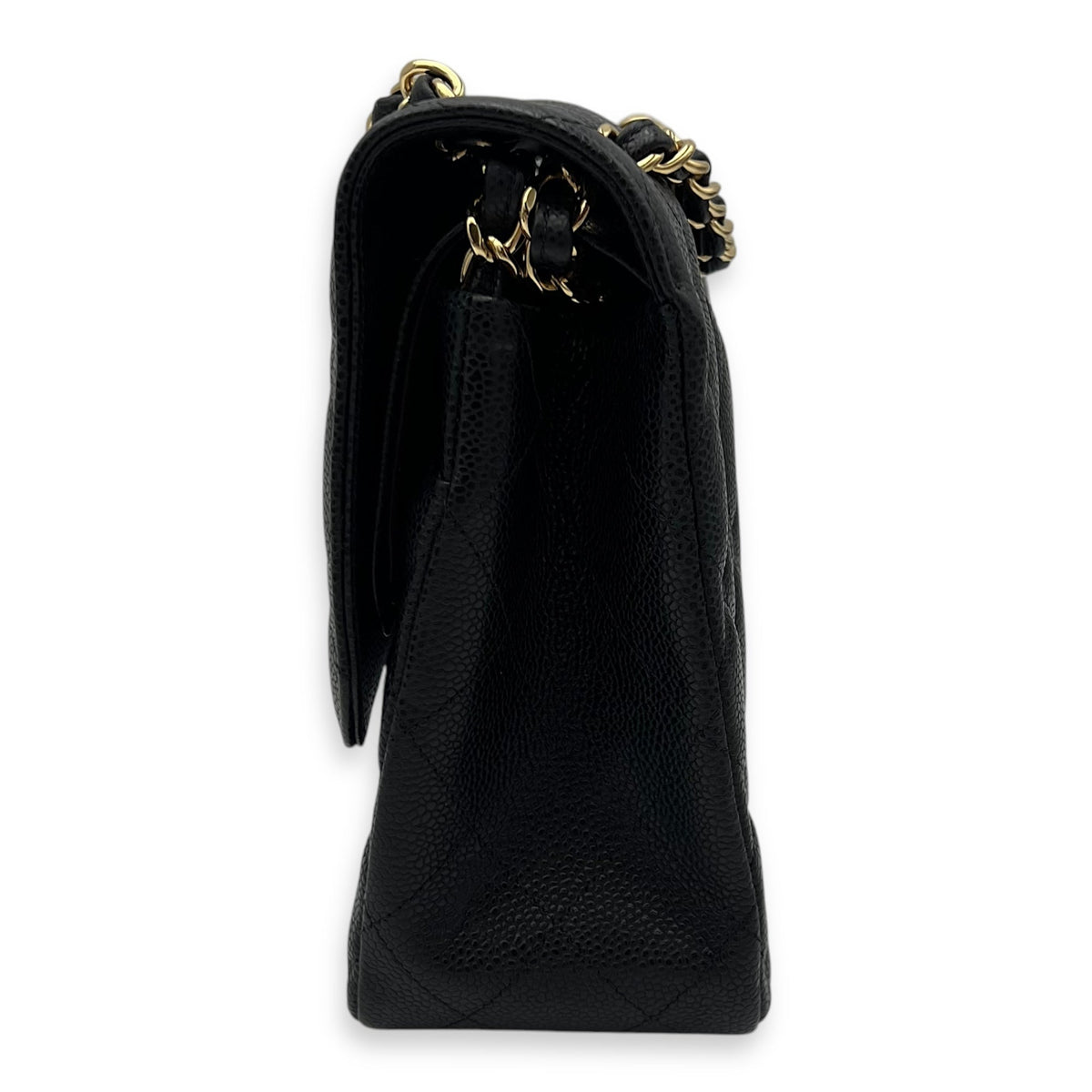 Classic Shoulder Bag Jumbo Black in Caviar Leather, Gold hardware