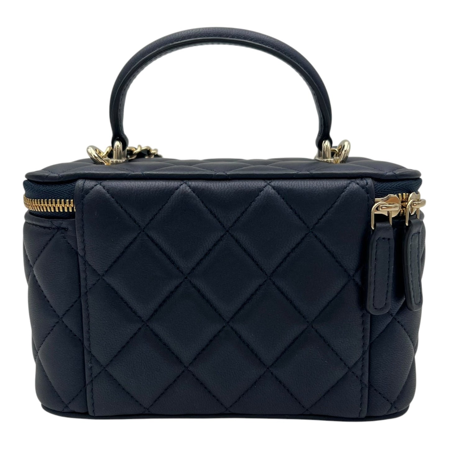 CC Vanity Bag Blue in Lambskin, Gold hardware