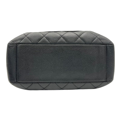 PST Tote Bag Black in Caviar Leather, Silver hardware