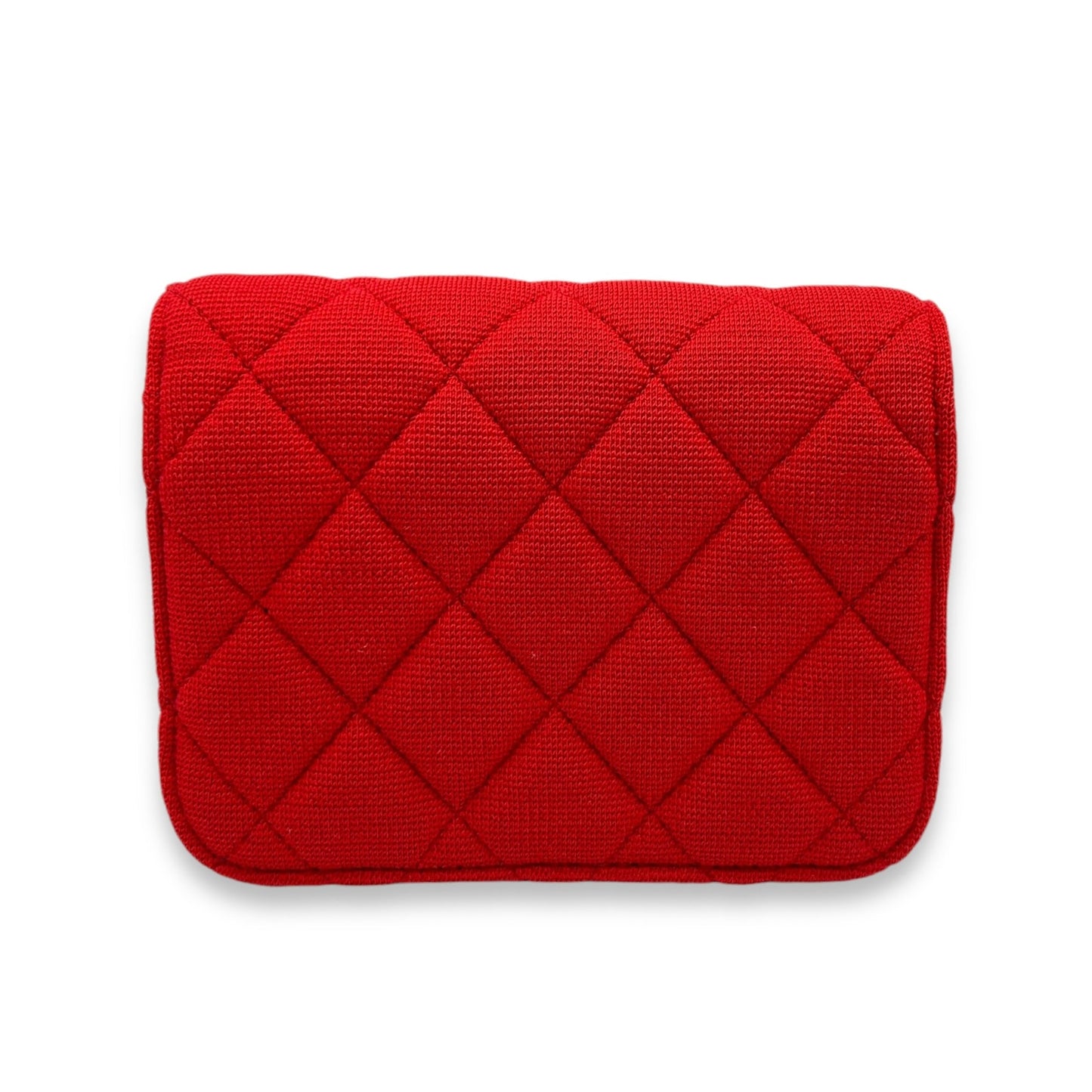 VIP Quilted Red Wallet On Chain in Jersey, Gold hardware