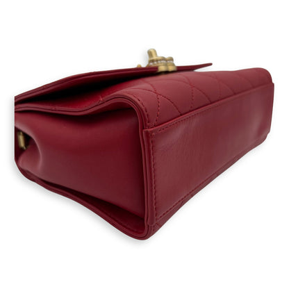 CC Pearl Top Handle Bag Red in Lambskin, Gold hardware