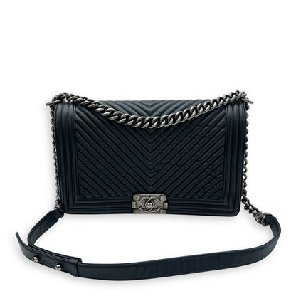 Boy Shoulder Bag Black in Lambskin, Gold hardware