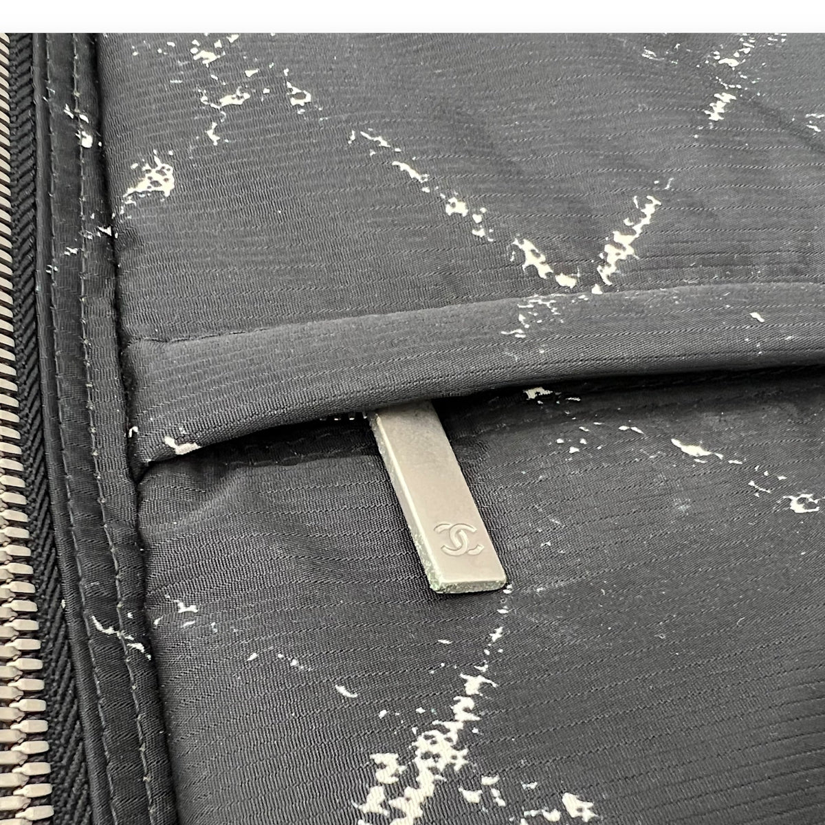 Suitcase Luggage Black in Nylon, Silver hardware