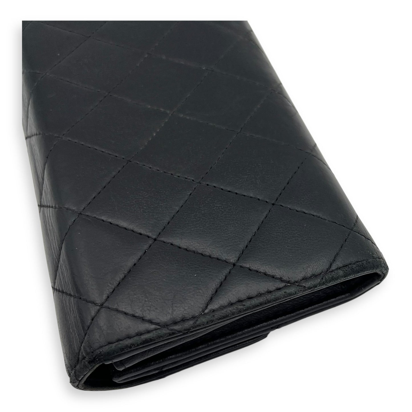 Classic Wallet Long Black in Lambskin, Silver hardware
