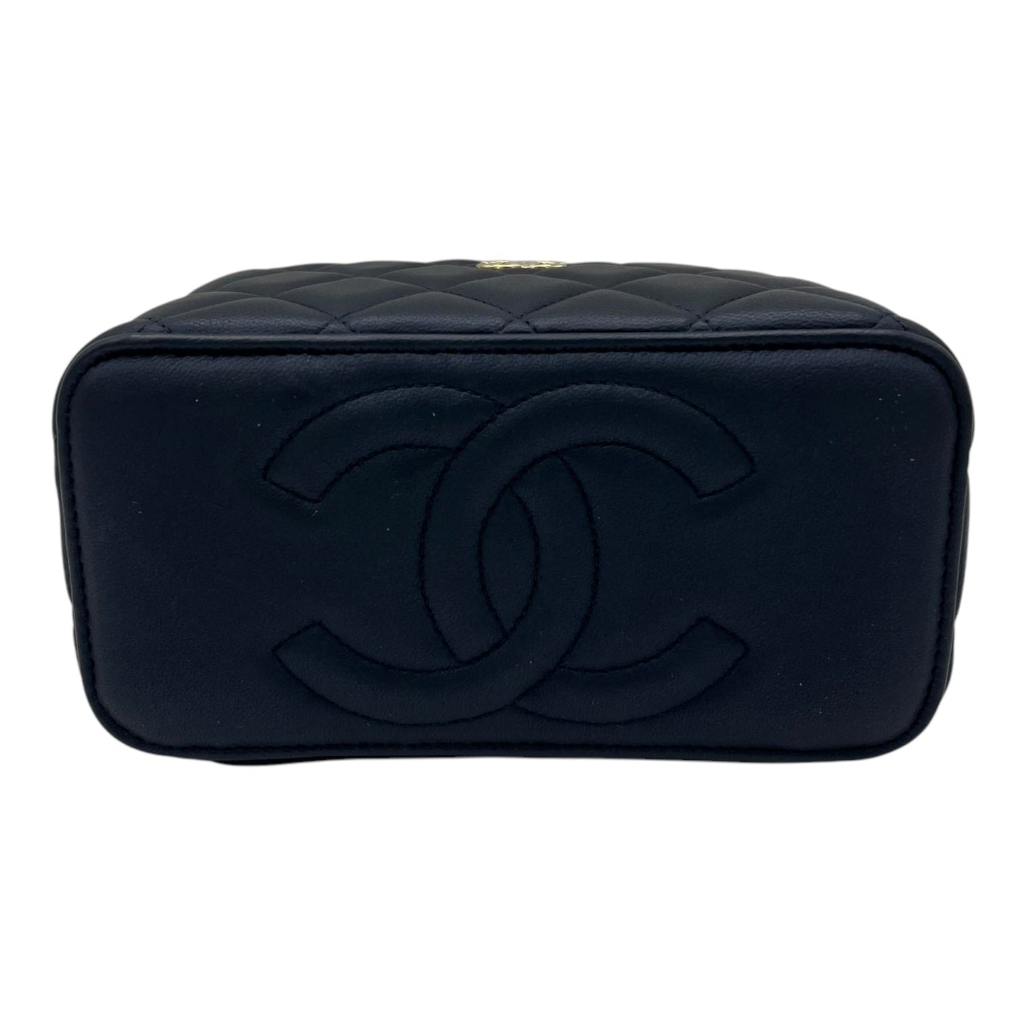 CC Vanity Bag Blue in Lambskin, Gold hardware