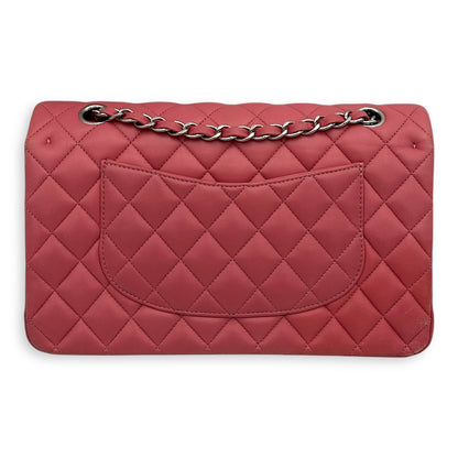 Classic Medium Pink Shoulder Bag in Lambskin, Silver hardware