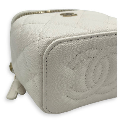 CC Vanity Bag White in Caviar Leather, Gold hardware