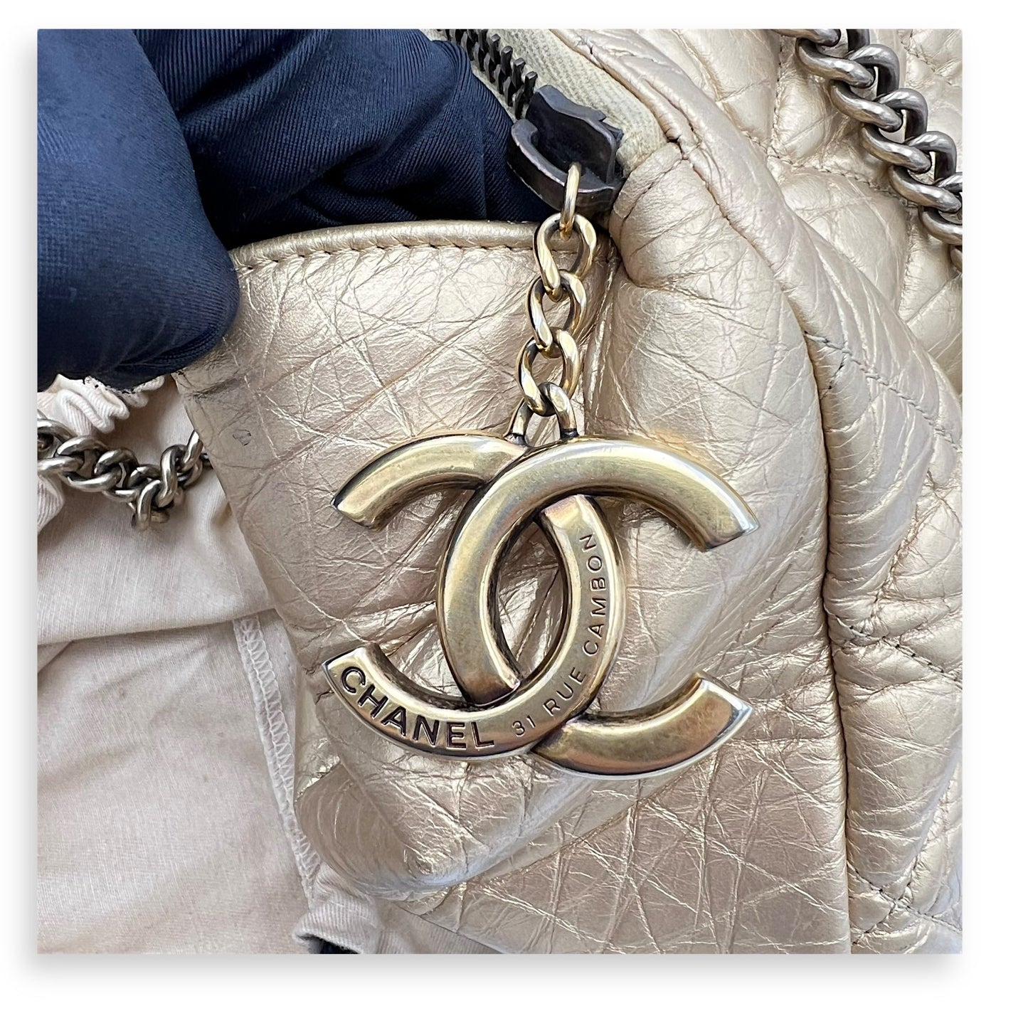 2 WAY BAG Top Handle Bag Gold in Calfskin, Brushed Gold hardware