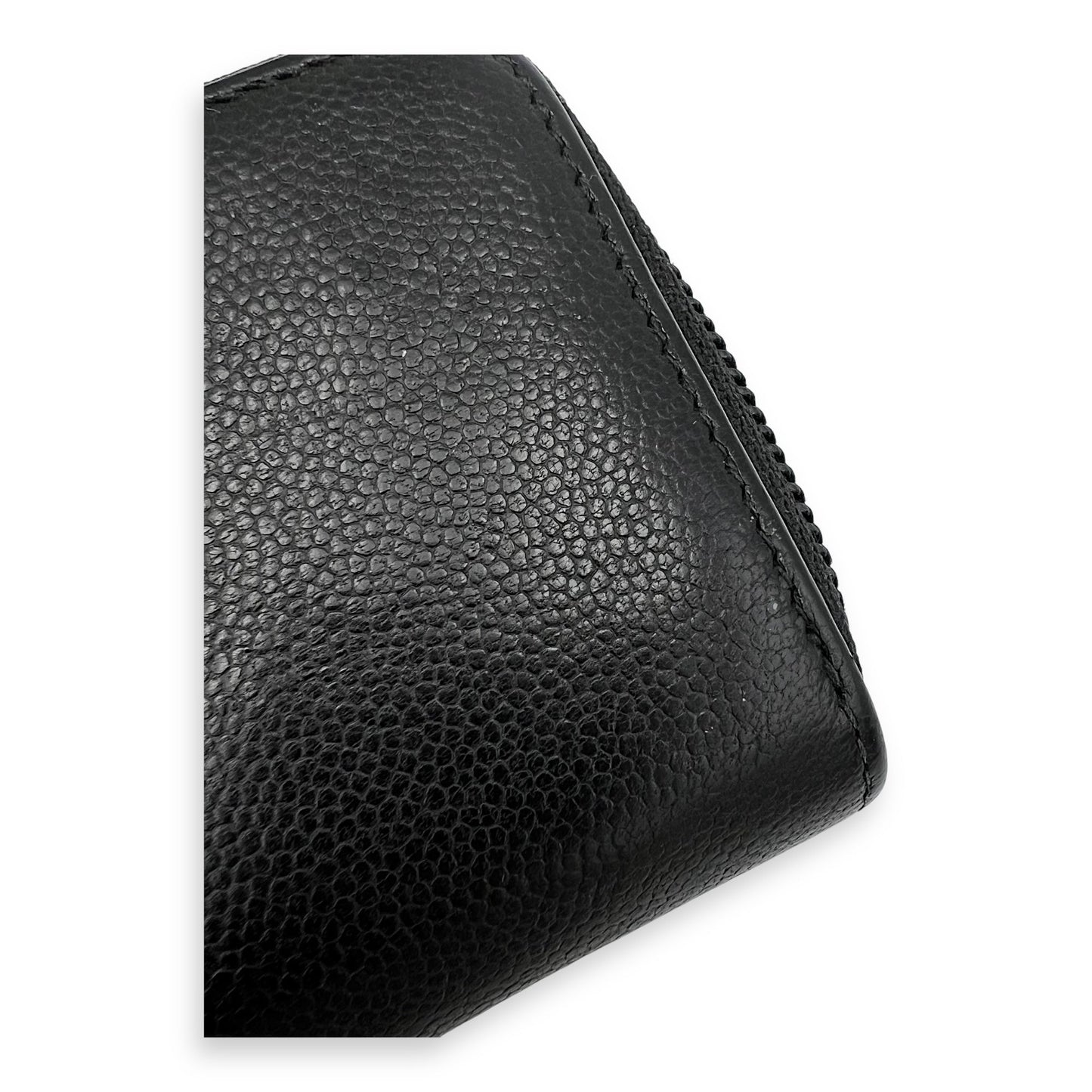 CC Wallet Black in Caviar Leather, Gold hardware