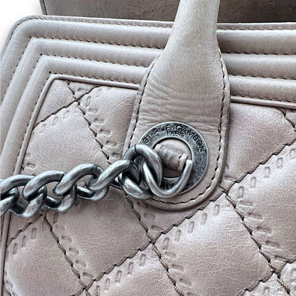 Boy Top Handle Bag Beige in Calfskin, Gunmetal hardware