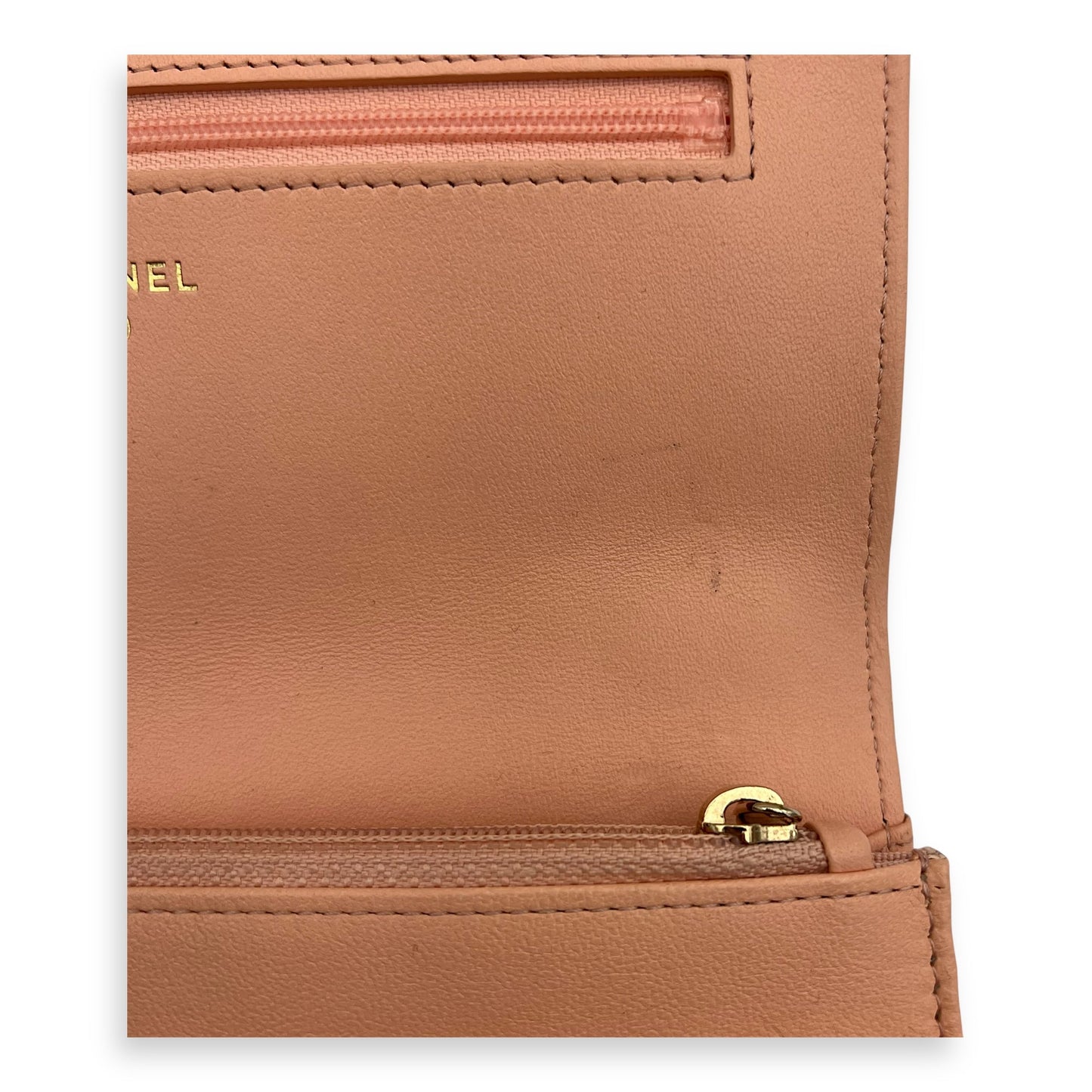 C19 Wallet On Chain Peach in Lambskin, Mixed hardware