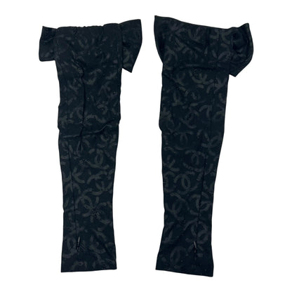 CC Embellished Ribbon Arm Sleeves Black Ready-To-Wear in Satin, black hardware