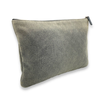 Sequin Deauville O Case Grey Clutch in Denim, Silver hardware