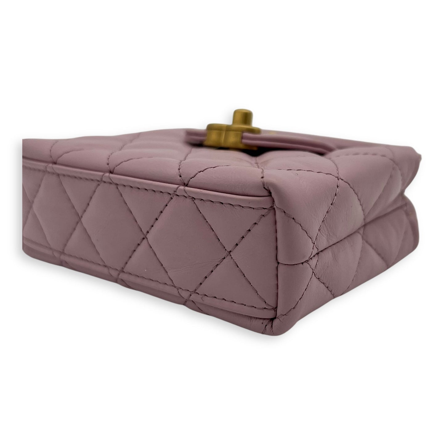 Kelly Top Handle Bag Nano Pink in Calfskin, Gold hardware