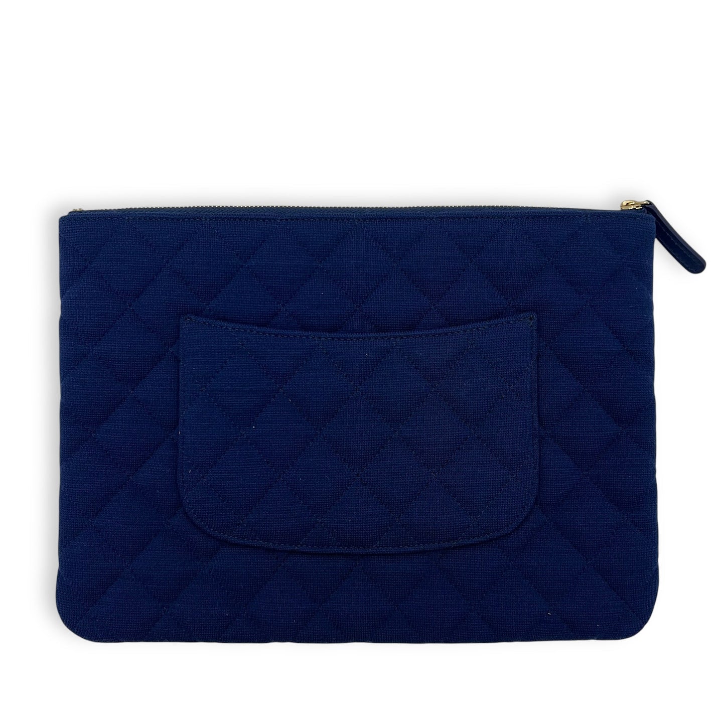O Case Clutch Blue in Jersey, Gold hardware