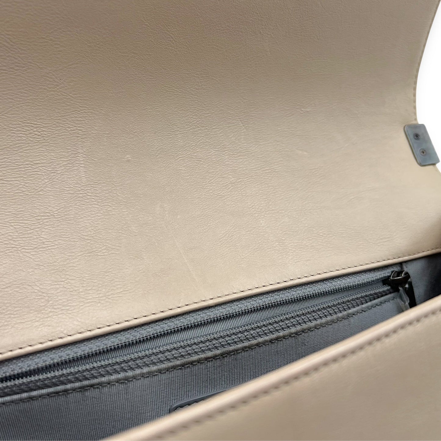 Boy Medium Beige Shoulder Bag in Calfskin, Gunmetal hardware