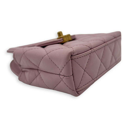 Kelly Top Handle Bag Nano Pink in Calfskin, Gold hardware