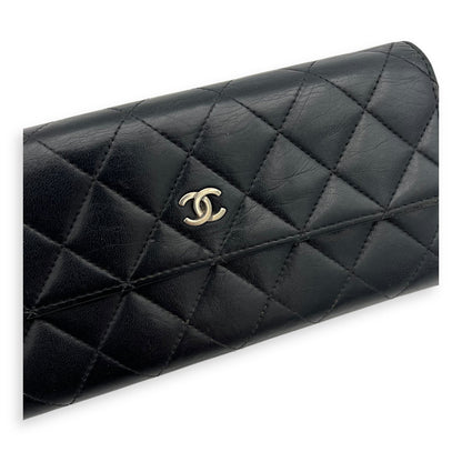 Classic Wallet Long Black in Lambskin, Silver hardware