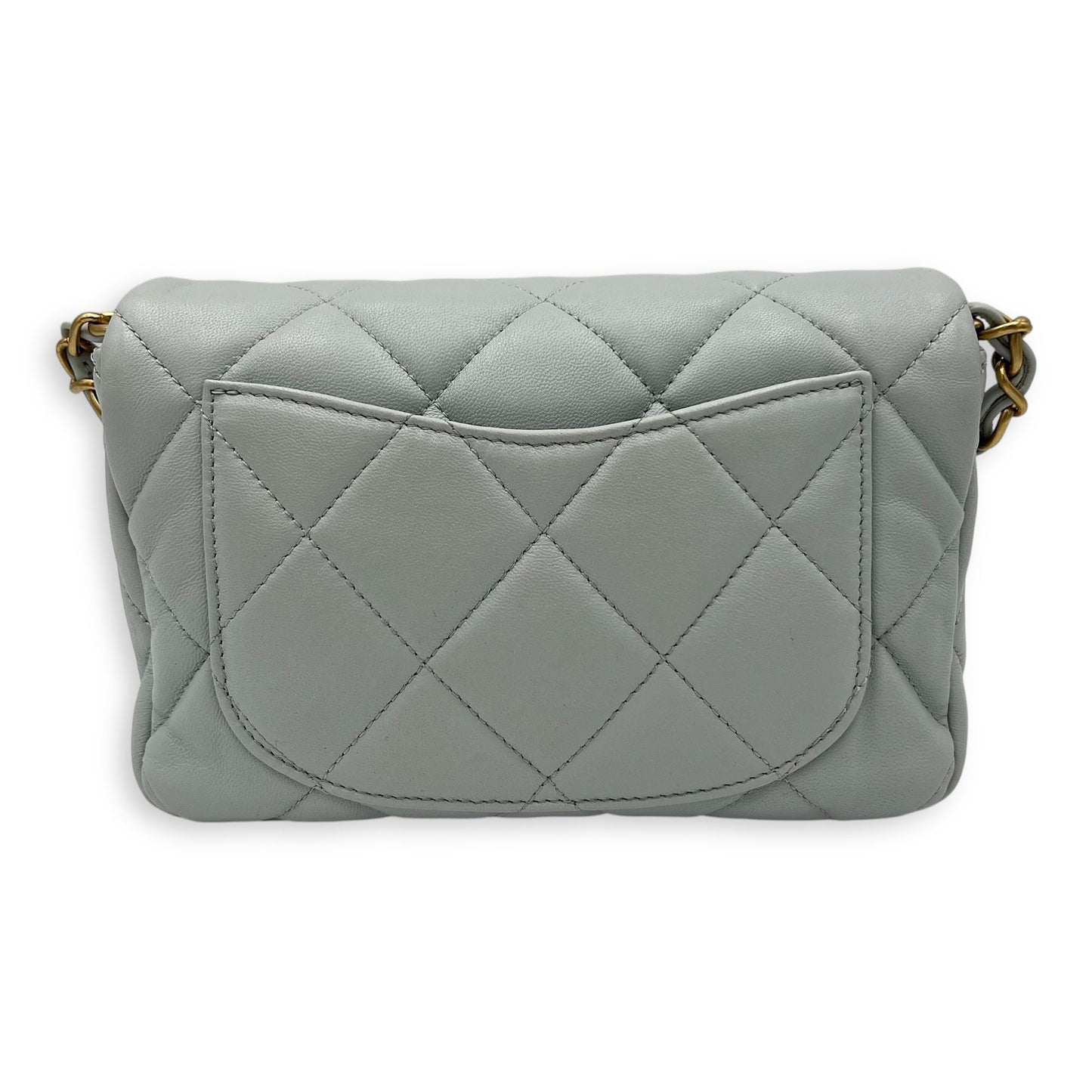 Heart Flap Shoulder Bag Blue in Lambskin, Gold hardware