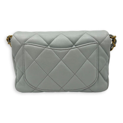 Heart Flap Shoulder Bag Blue in Lambskin, Gold hardware