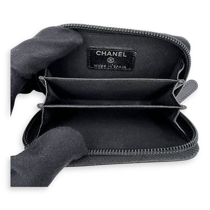 CC Wallet Black in Caviar Leather, Gold hardware