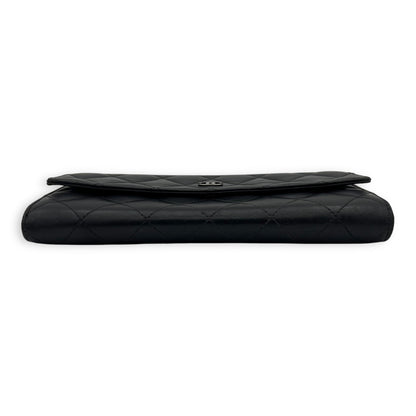 Classic Wallet Long Black in Lambskin, Silver hardware